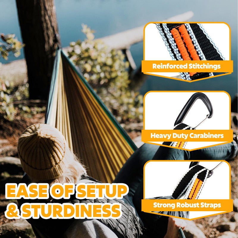 NATUREFUN Ultra-Light Travel Camping Hammock | 300kg Load Capacity,(300x200cm) Breathable,Quick-Drying Parachute Nylon | 2 x Premium Carabiners,2 x Nylon Slings Included | for Outdoor Indoor Garden - Image 5